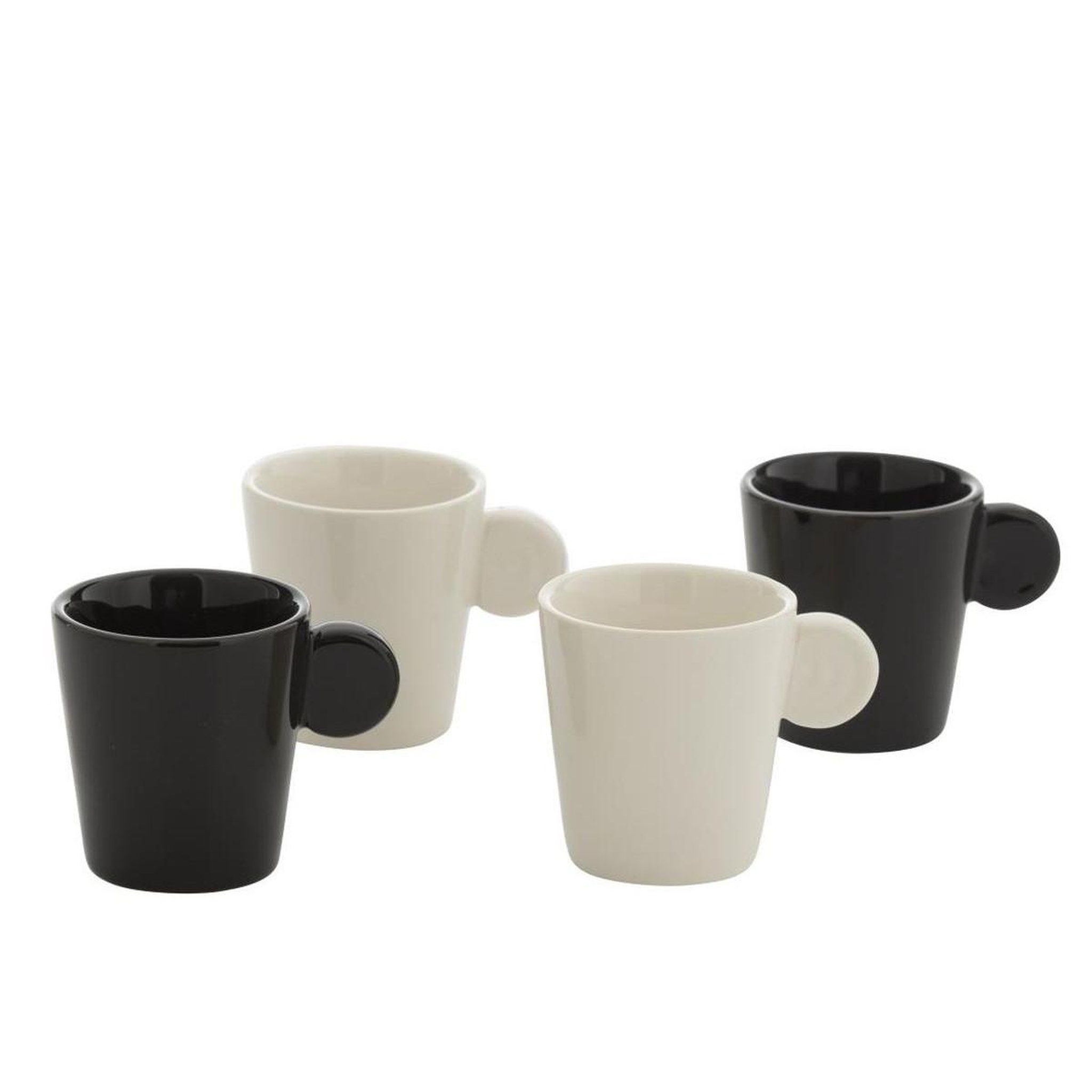 Voir la diapositive 2 : J-LINE Lot de 4 tasses à café  avery  7,5cl noir & blanc
