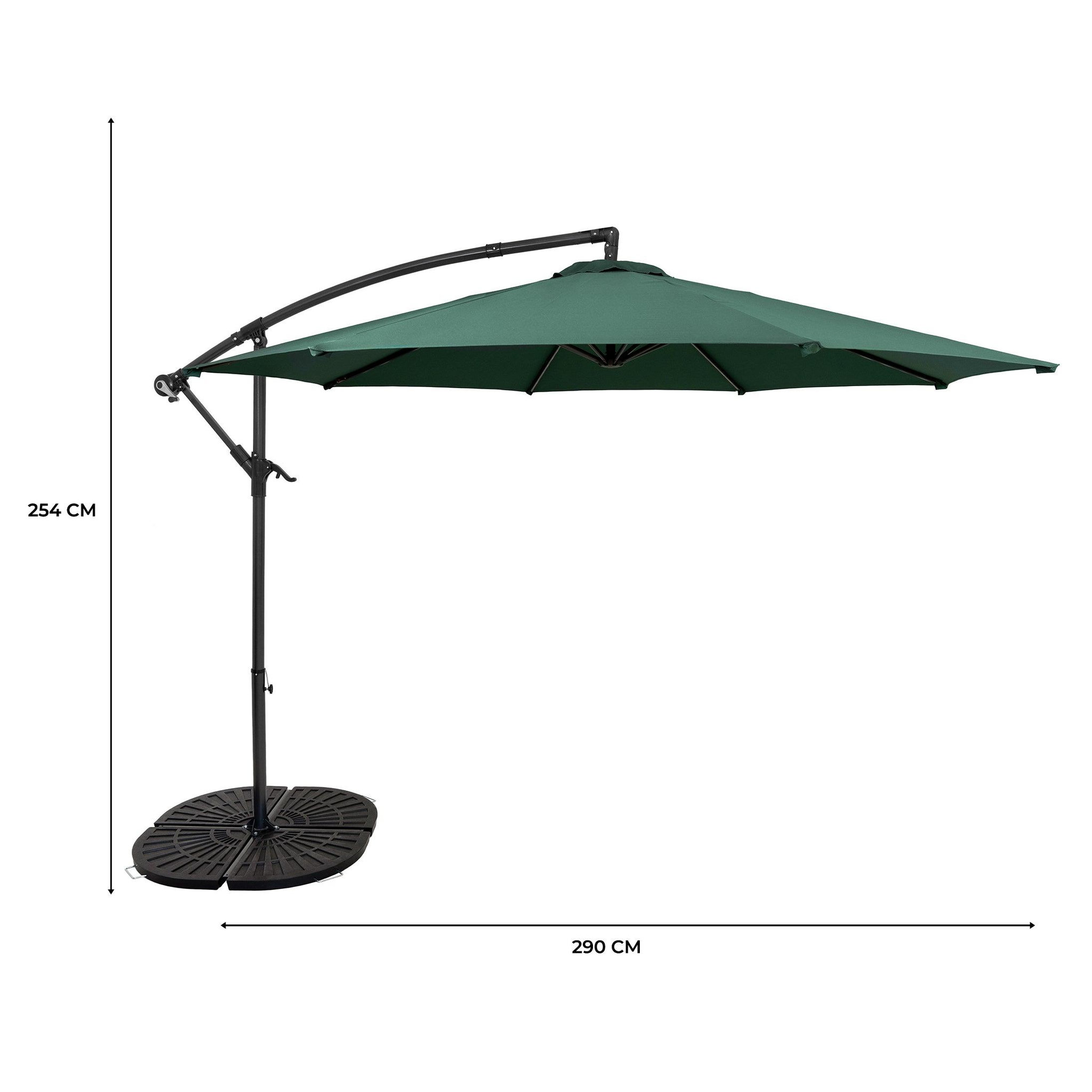 Voir la diapositive 5 : Monster Parasol Banane à Mât Déporté 3 m & 4 Pieds en Éventail