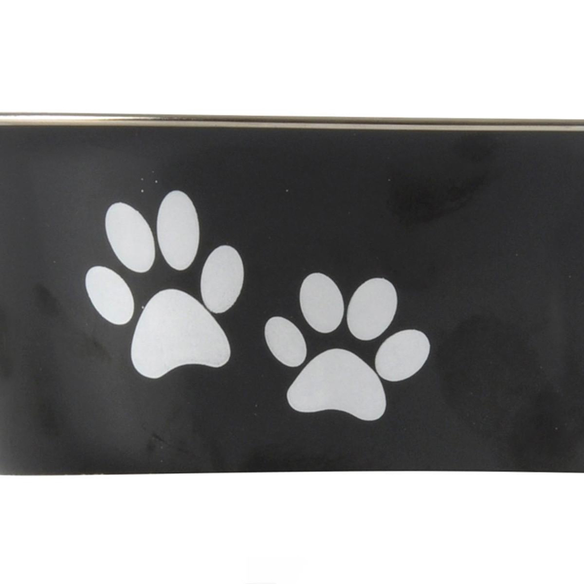 Voir la diapositive 2 : LOVE STORY Gamelle pour chien & chat  motifs pattes  21cm noir