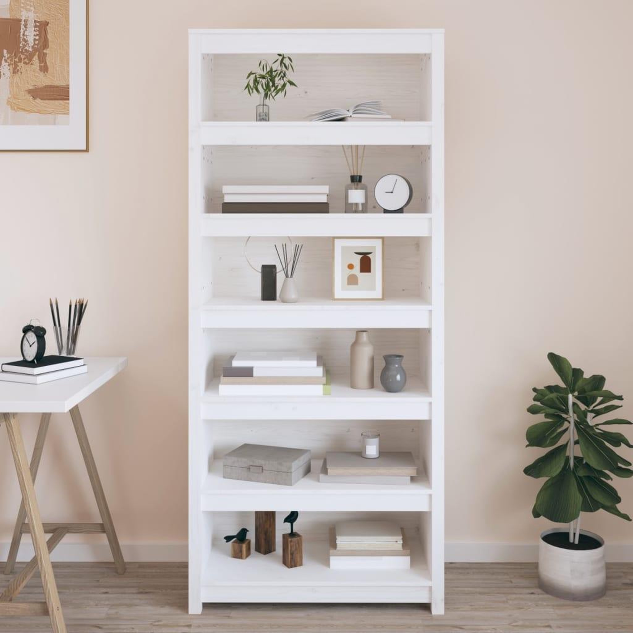 Voir la diapositive 1 : VIDAXL Bibliotheque Blanc 80x35x183 cm Bois de pin massif