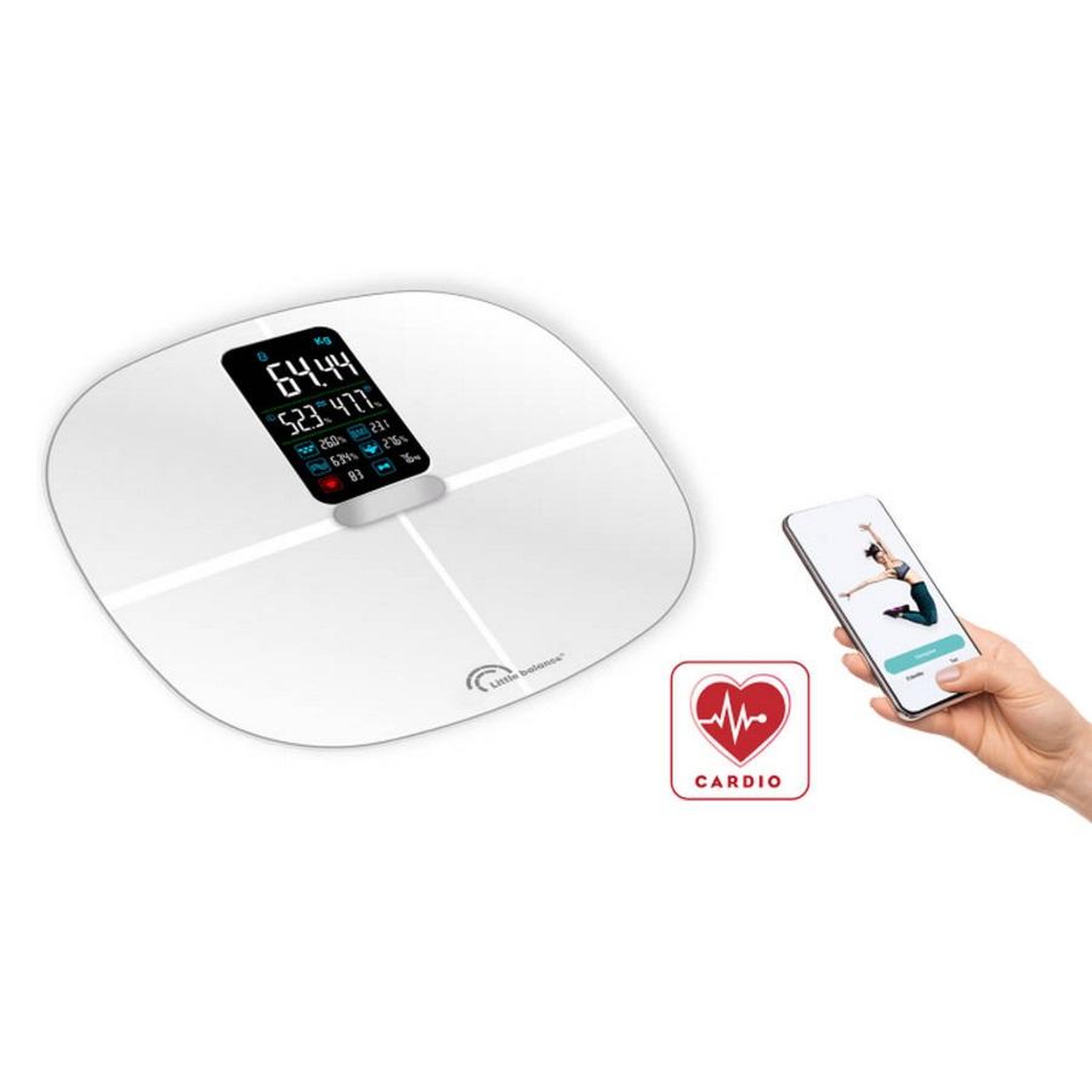 Voir la diapositive 2 : LITTLE BALANCE Impédancemètre connecté 180kg/100g blanc - 8464