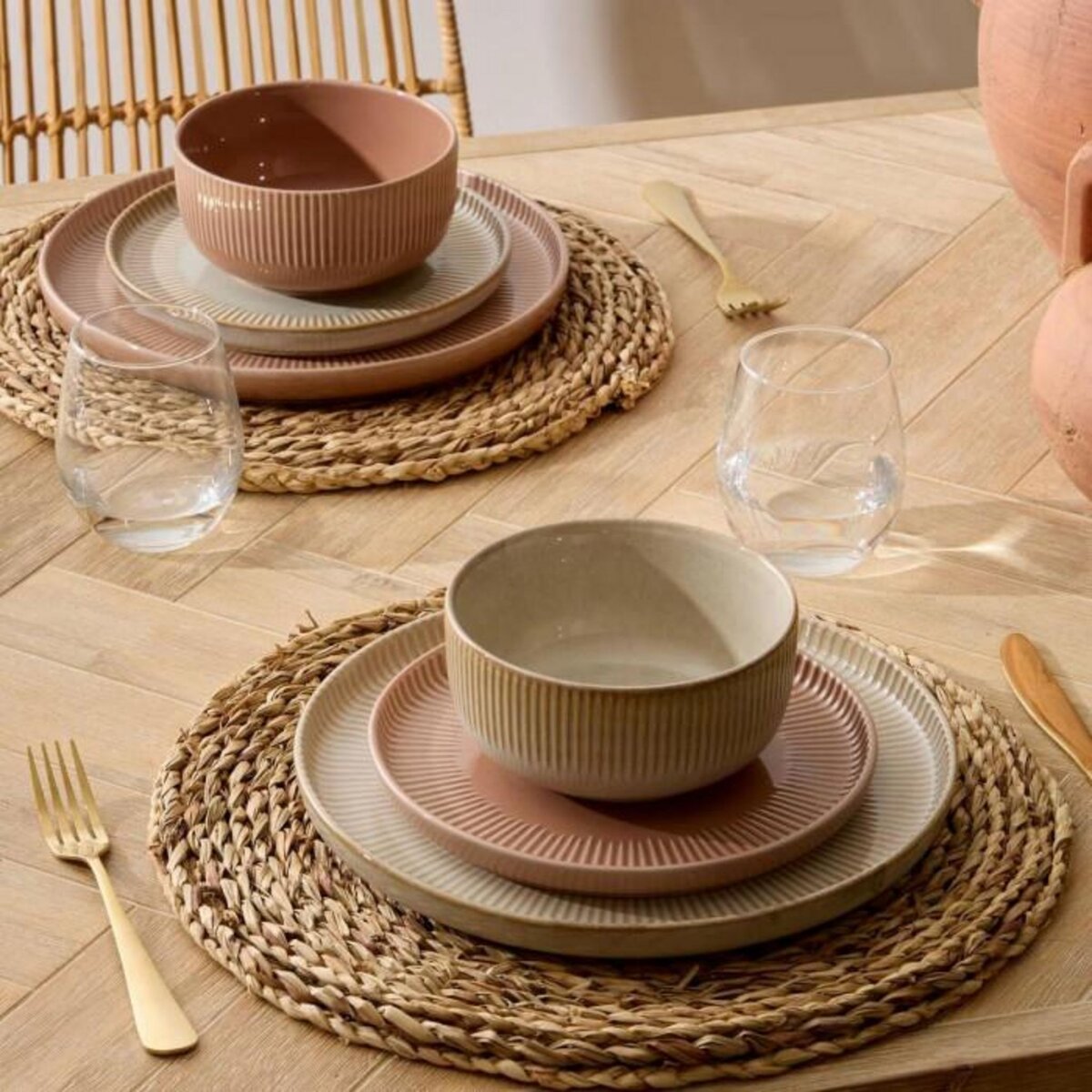 SECRET DE GOURMET Lot de 6 Assiettes Creuses  Chloe  14cm Beige