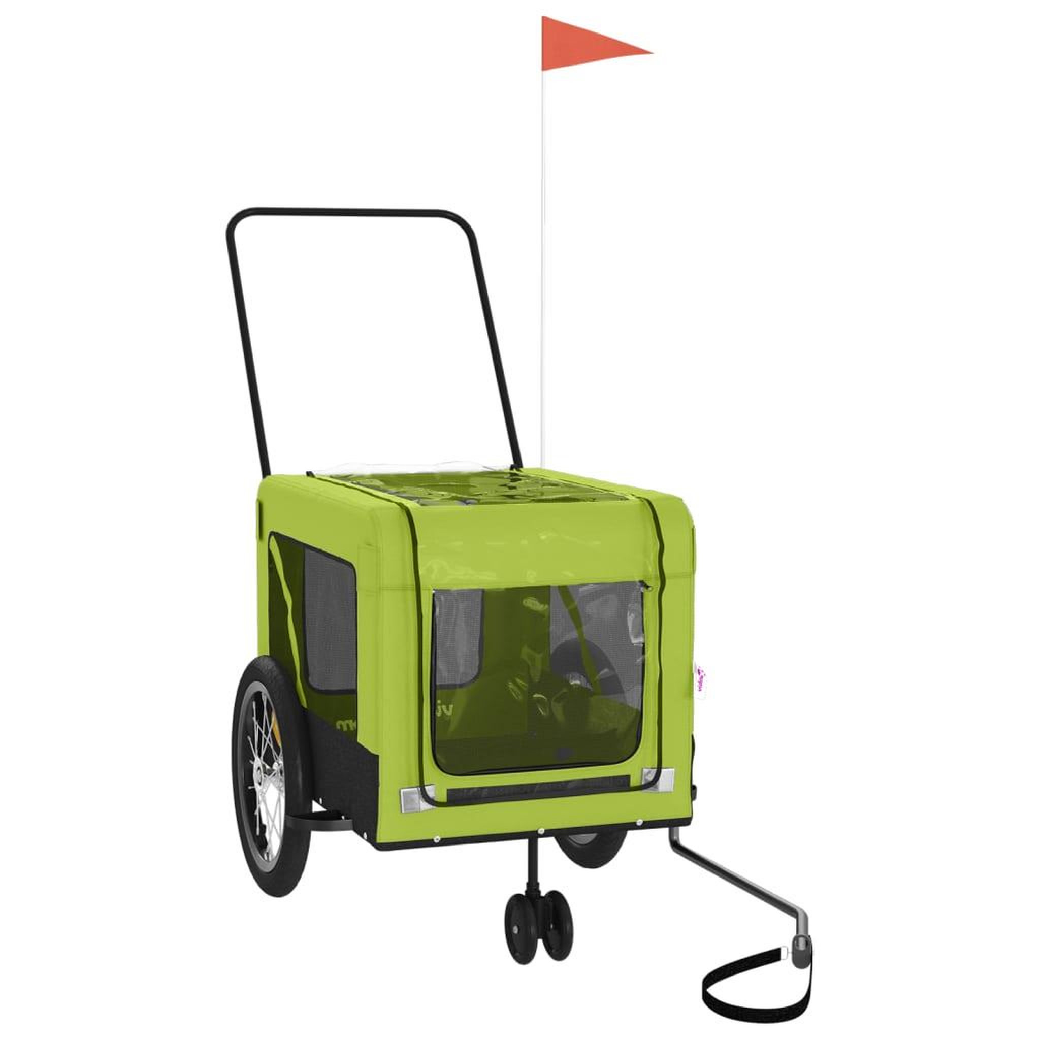 Voir la diapositive 2 : VIDAXL Remorque de velo pour animaux de compagnie vert et noir
