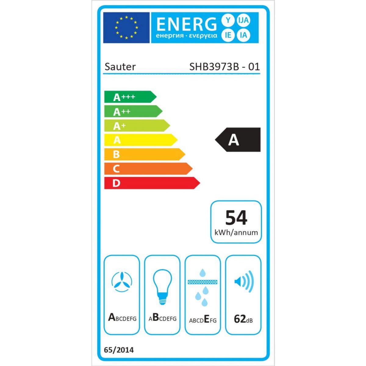 Sauter Hotte décorative murale SHB3973B VarioLed