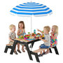 Voir la diapositive 5 : HOMCOM Table de pique-nique enfant bois avec parasol et 2 bacs
