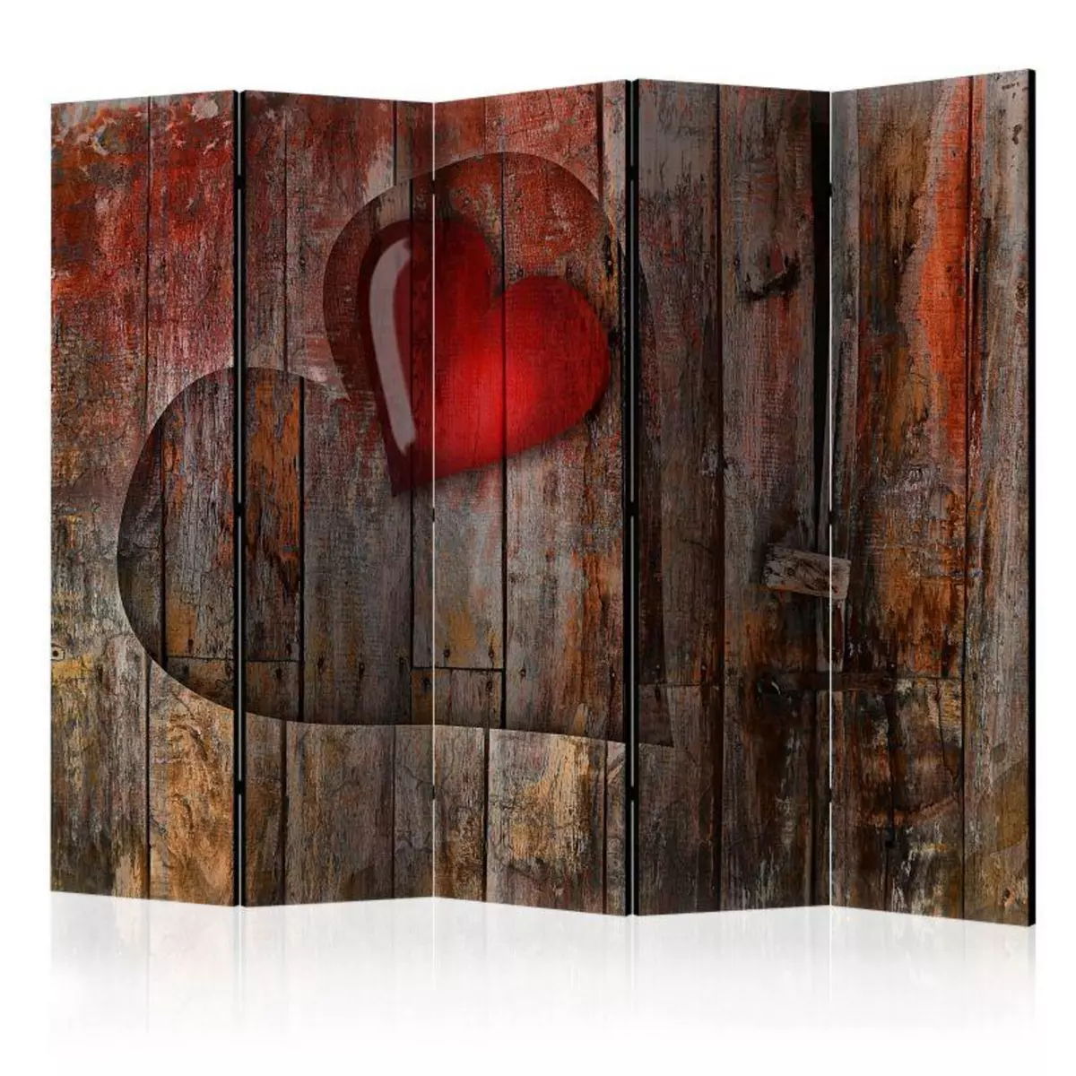 Paris Prix Paravent 5 Volets  Heart on Wooden Background  172x225cm