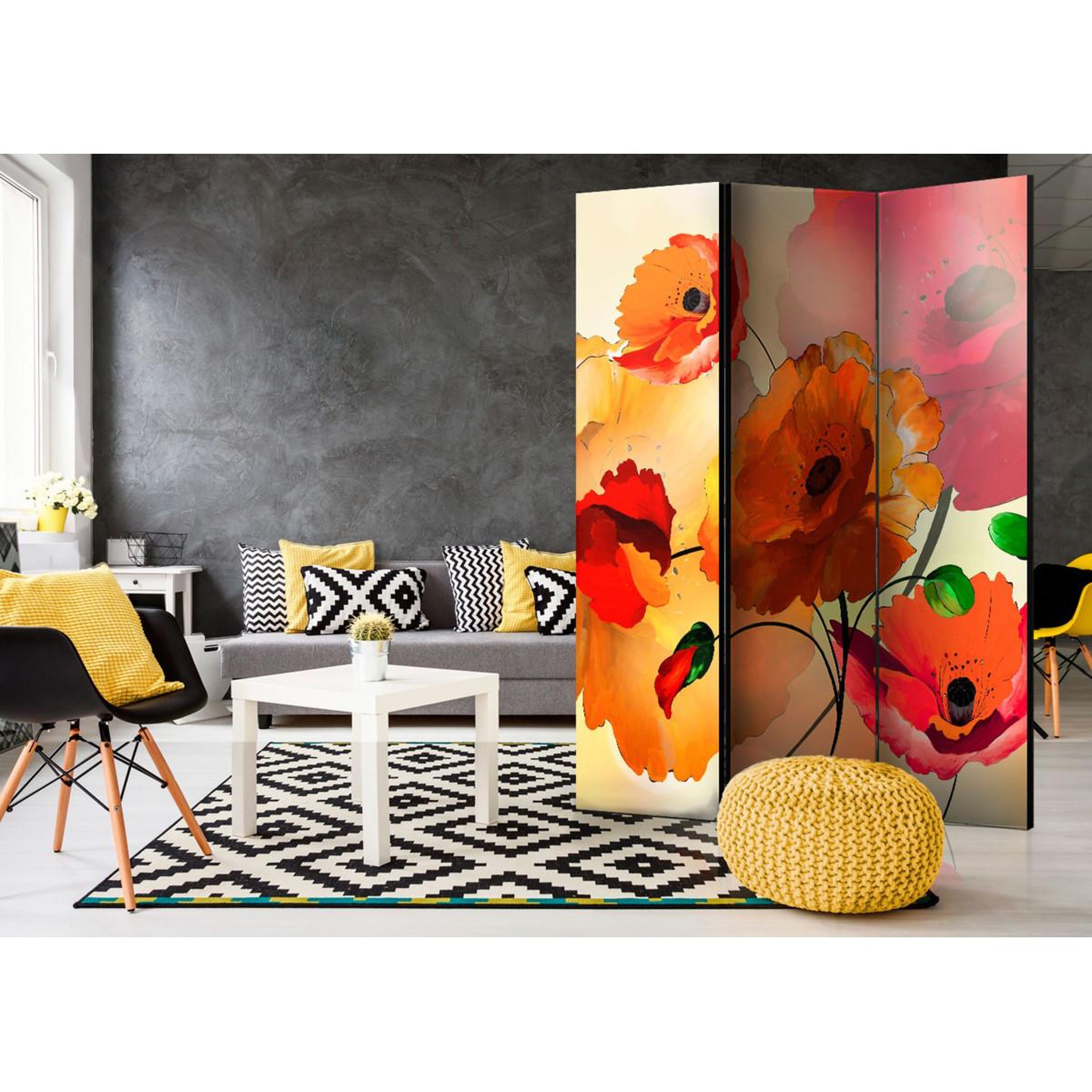 Voir la diapositive 2 : Paris Prix Paravent 3 volets  velvet poppies  135x172cm
