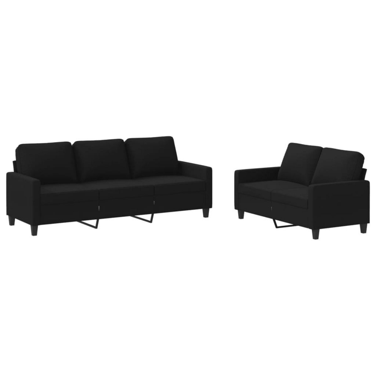 VIDAXL Ensemble de canapes 2 pcs avec coussins Noir Tissu