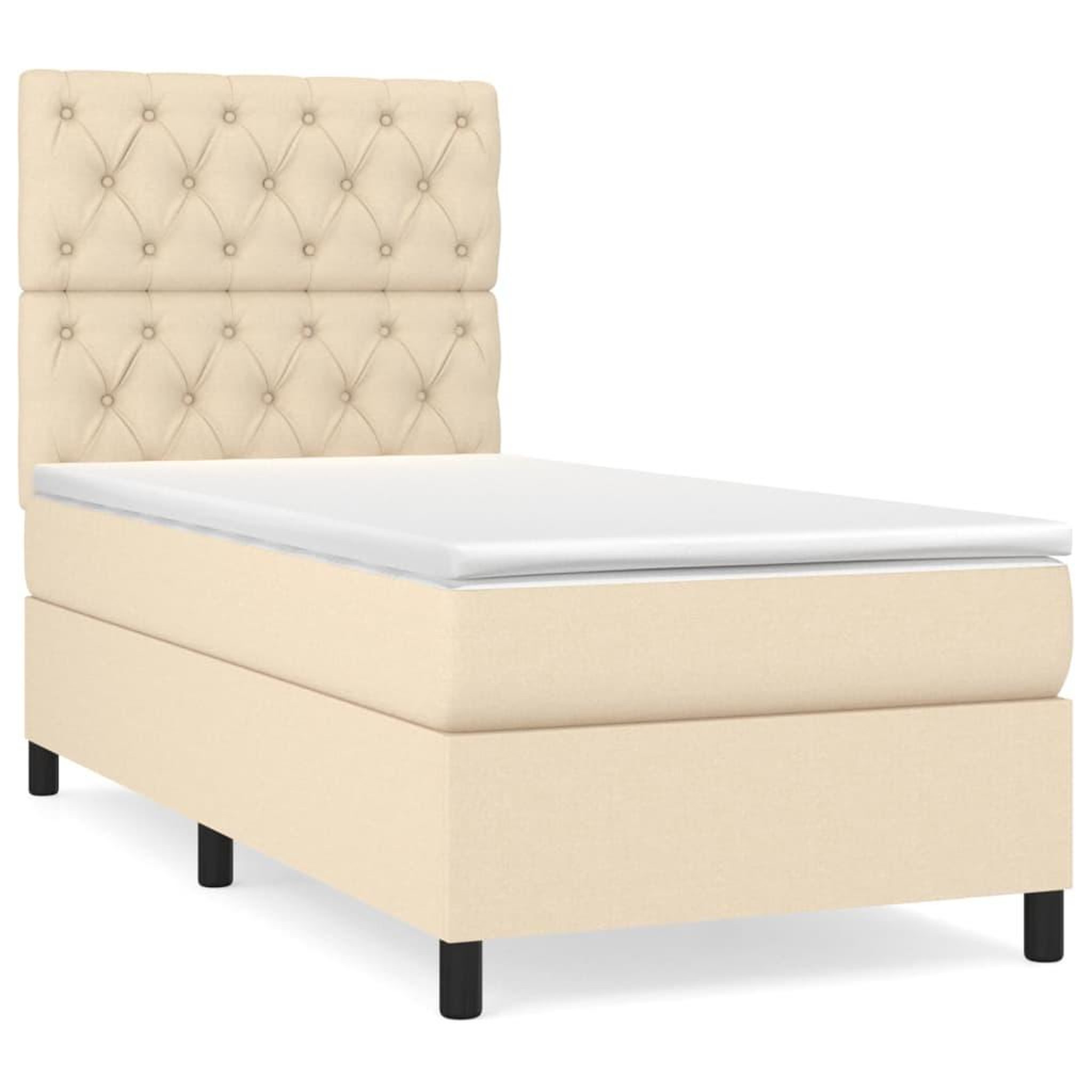 Voir la diapositive 2 : VIDAXL Sommier a lattes de lit avec matelas Creme 80x200 cm Tissu