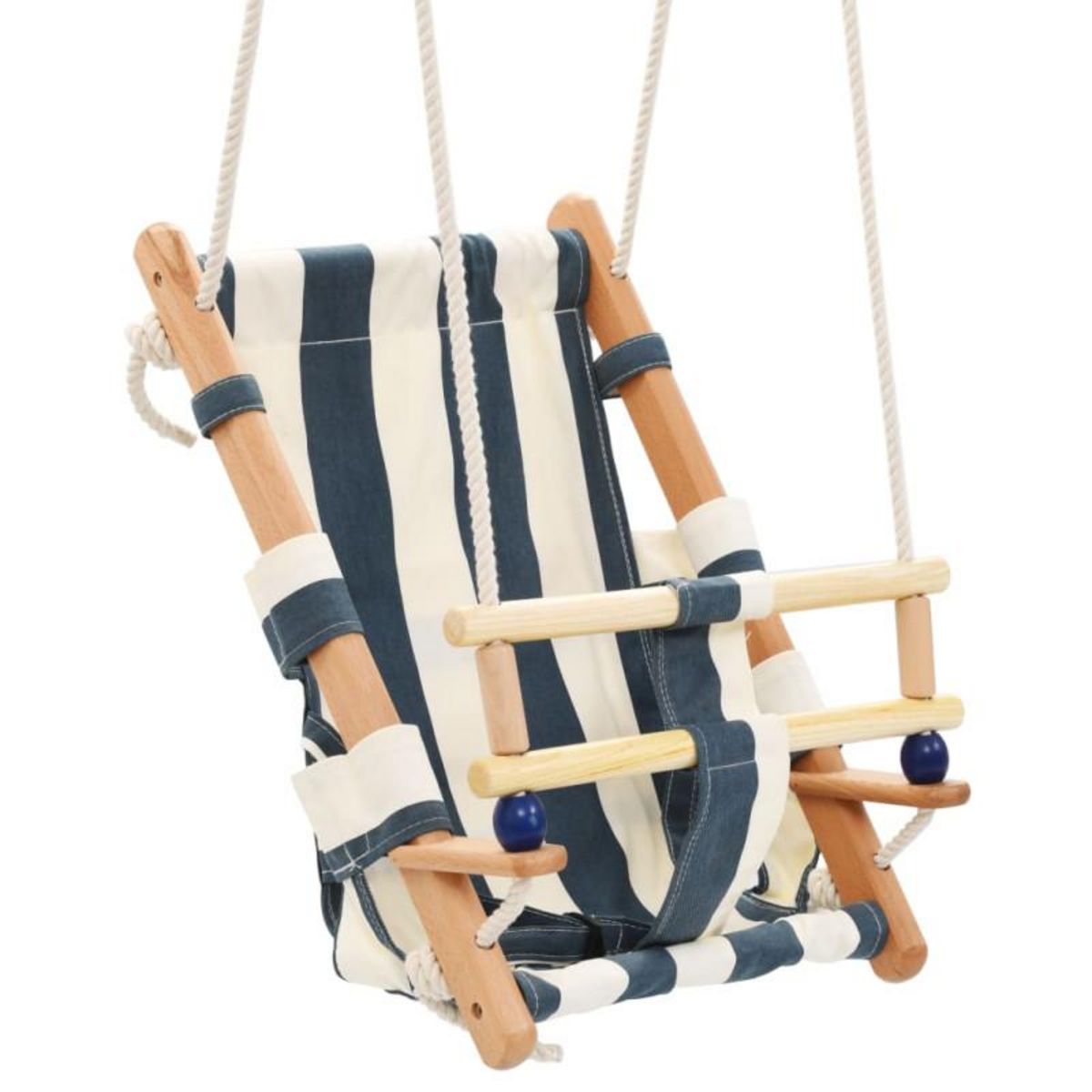 VIDAXL Balançoire pour bébé avec ceinture de sécurité Coton Bois Bleu