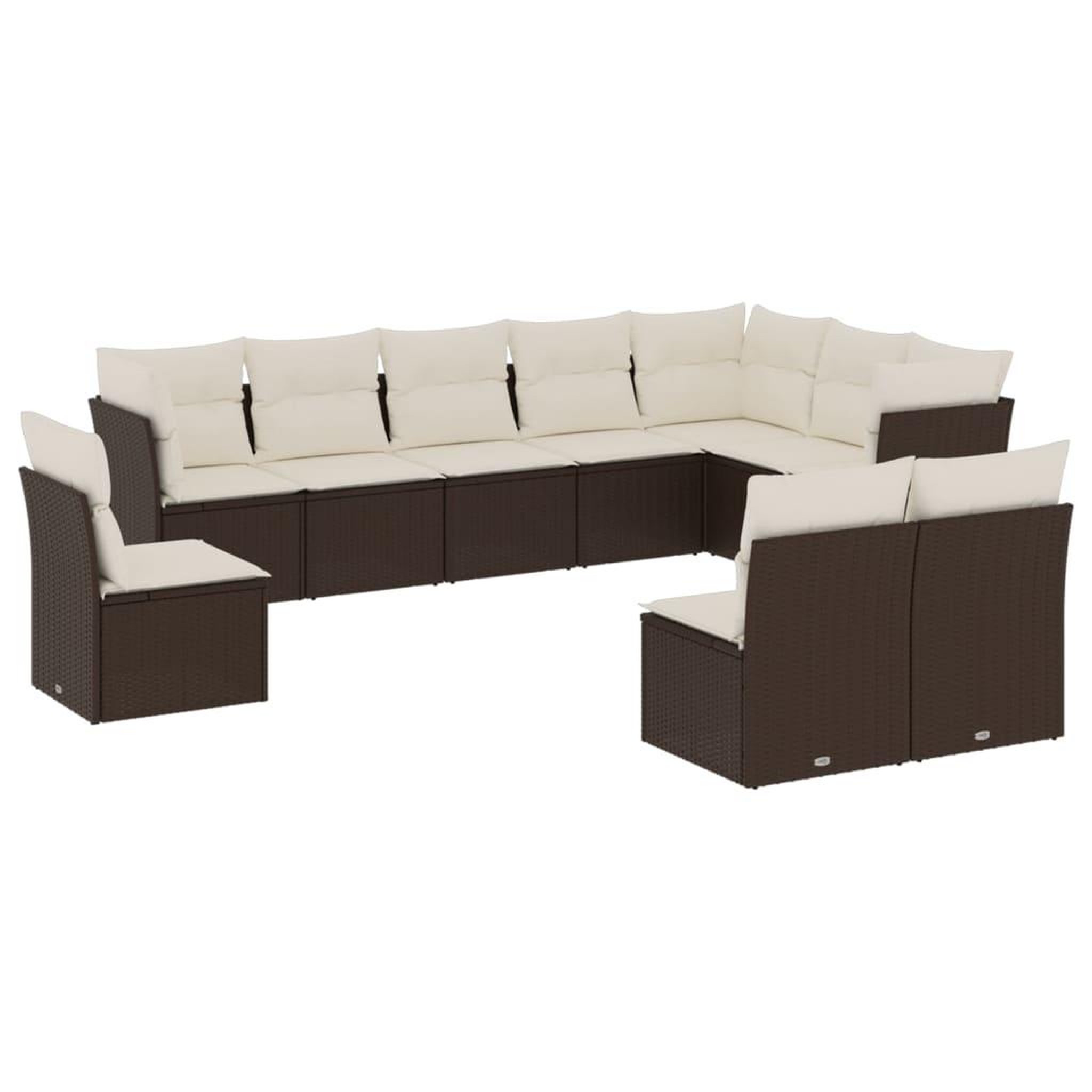 Voir la diapositive 2 : VIDAXL Salon de jardin 10 pcs avec coussins marron resine tressee