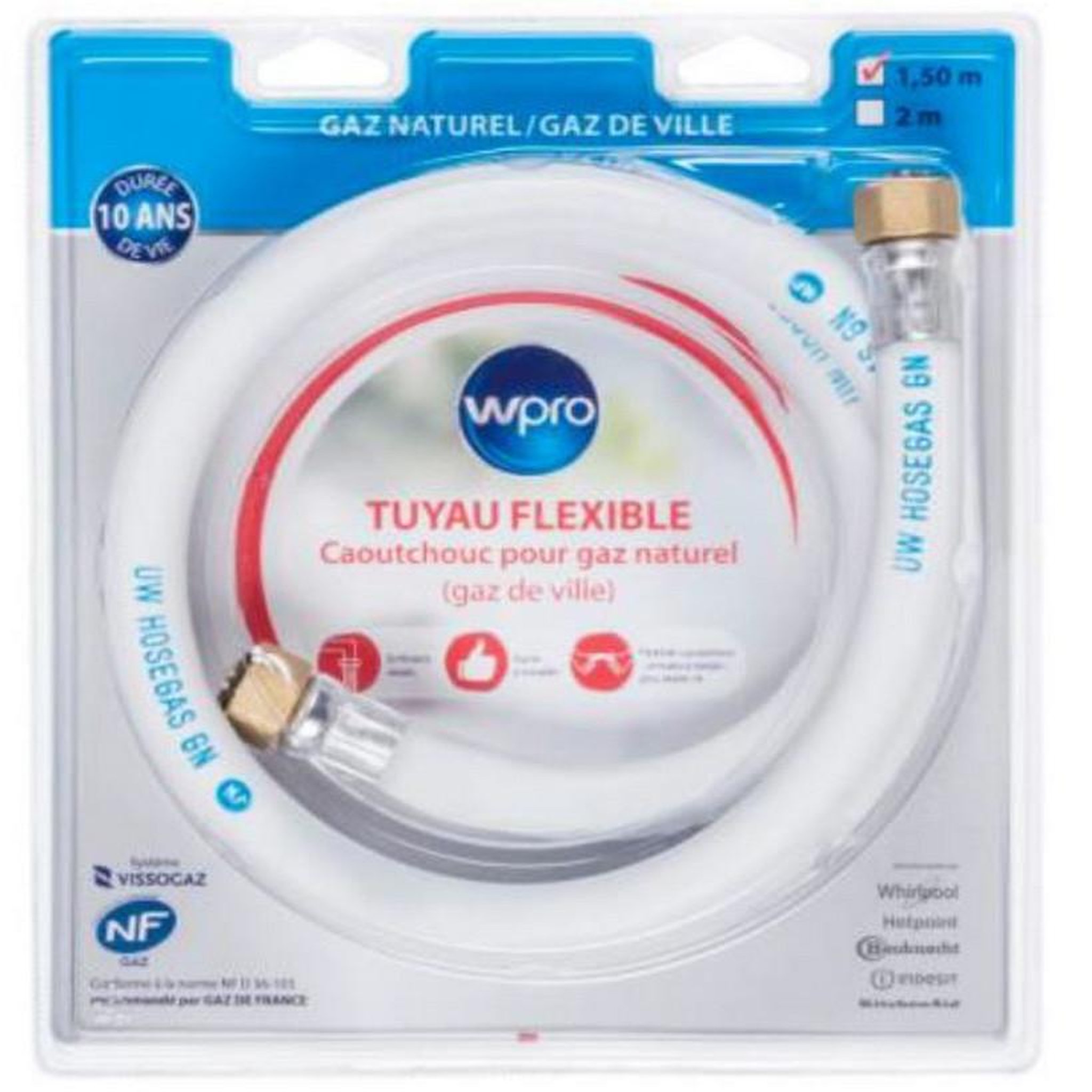 WPRO Tuyau flexible de gaz naturel caoutchouc 1.5m - tnc150