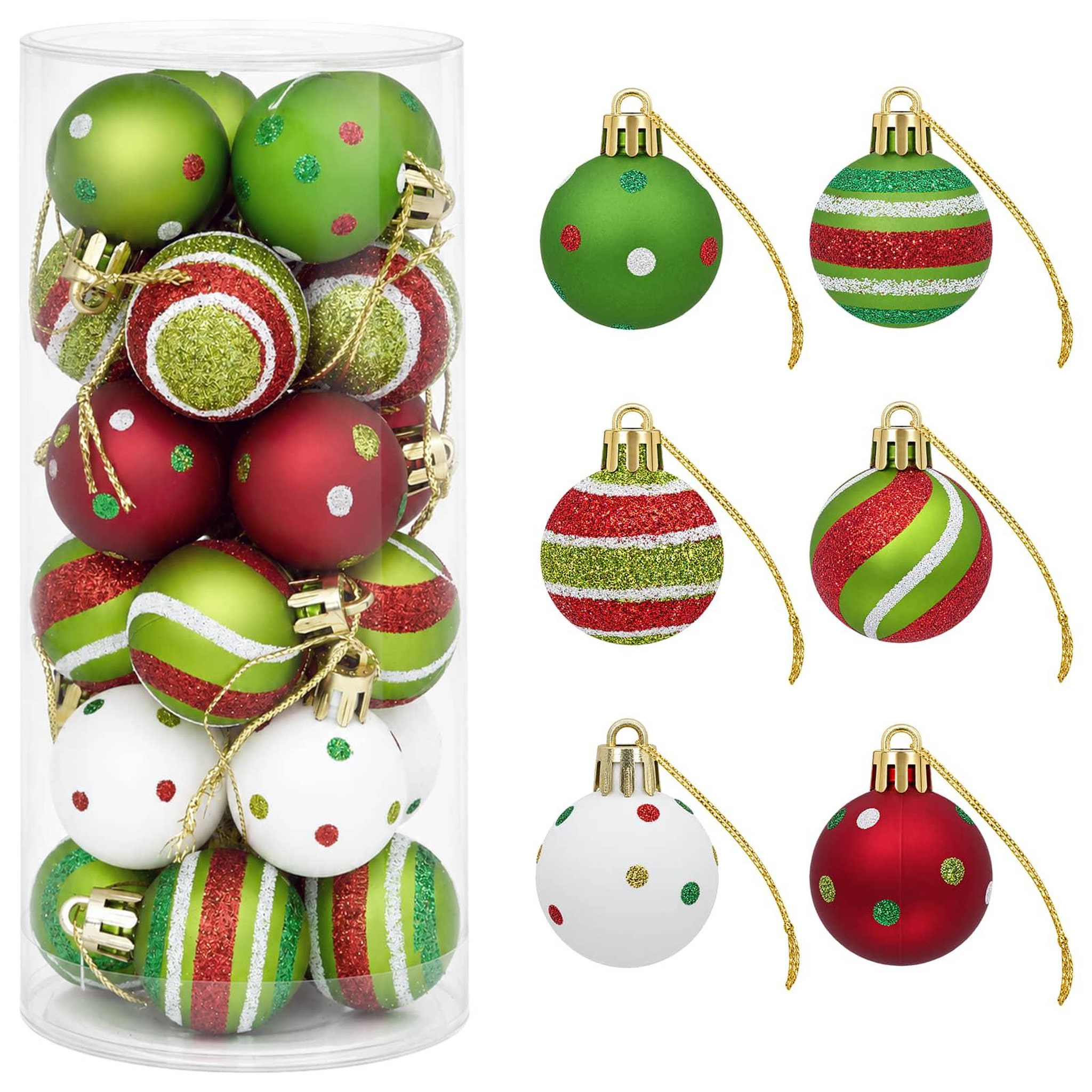 VIDAXL Ensemble de boules de Noël 72 pc Vert clair, blanc et rouge