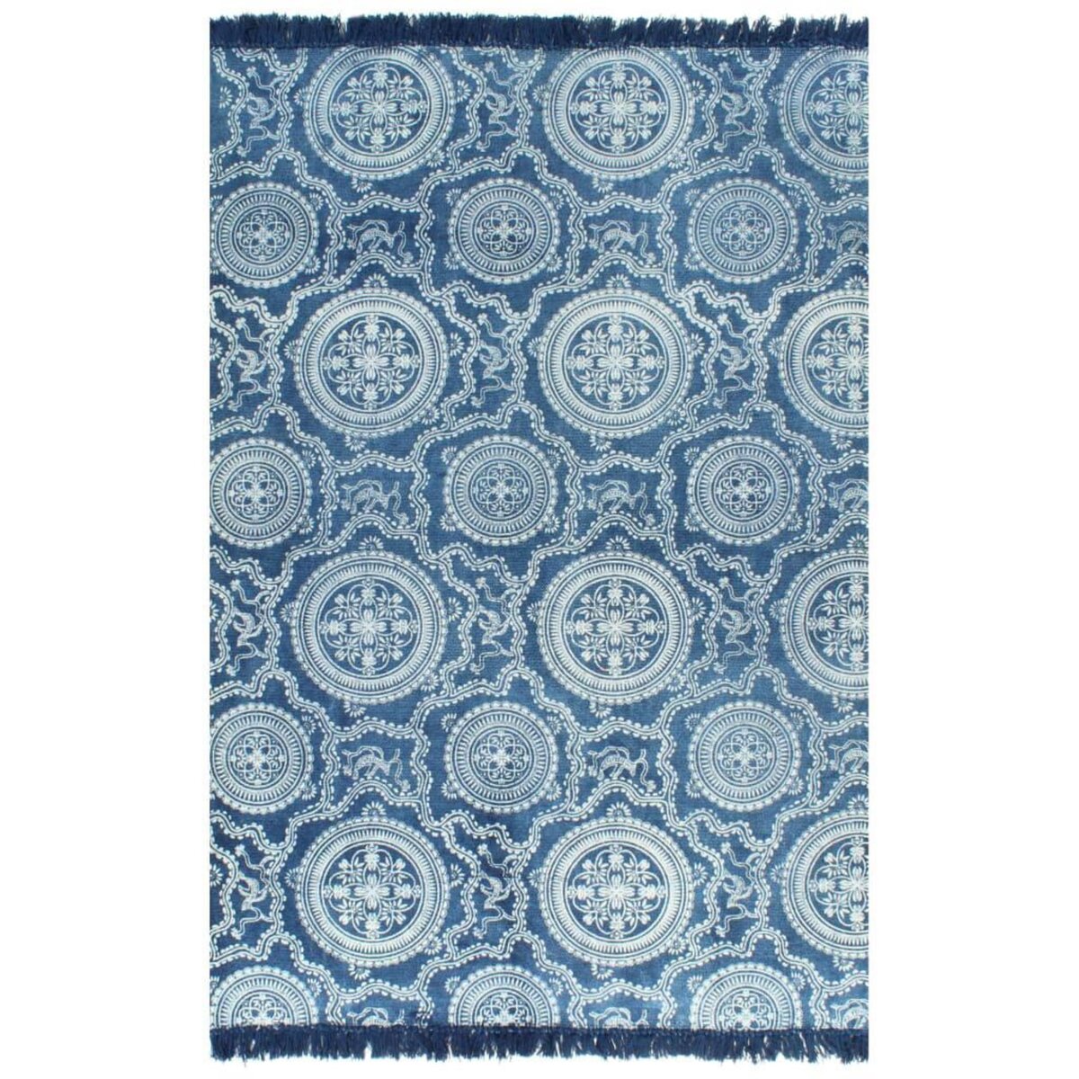 VIDAXL Tapis Kilim Coton 160 x 230 cm avec motif Bleu