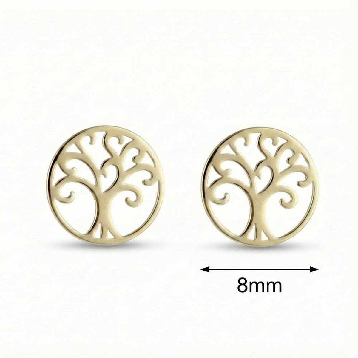 L'ATELIER D'AZUR Boucles d'Oreilles Or Jaune - Puces Motif Arbre de Vie