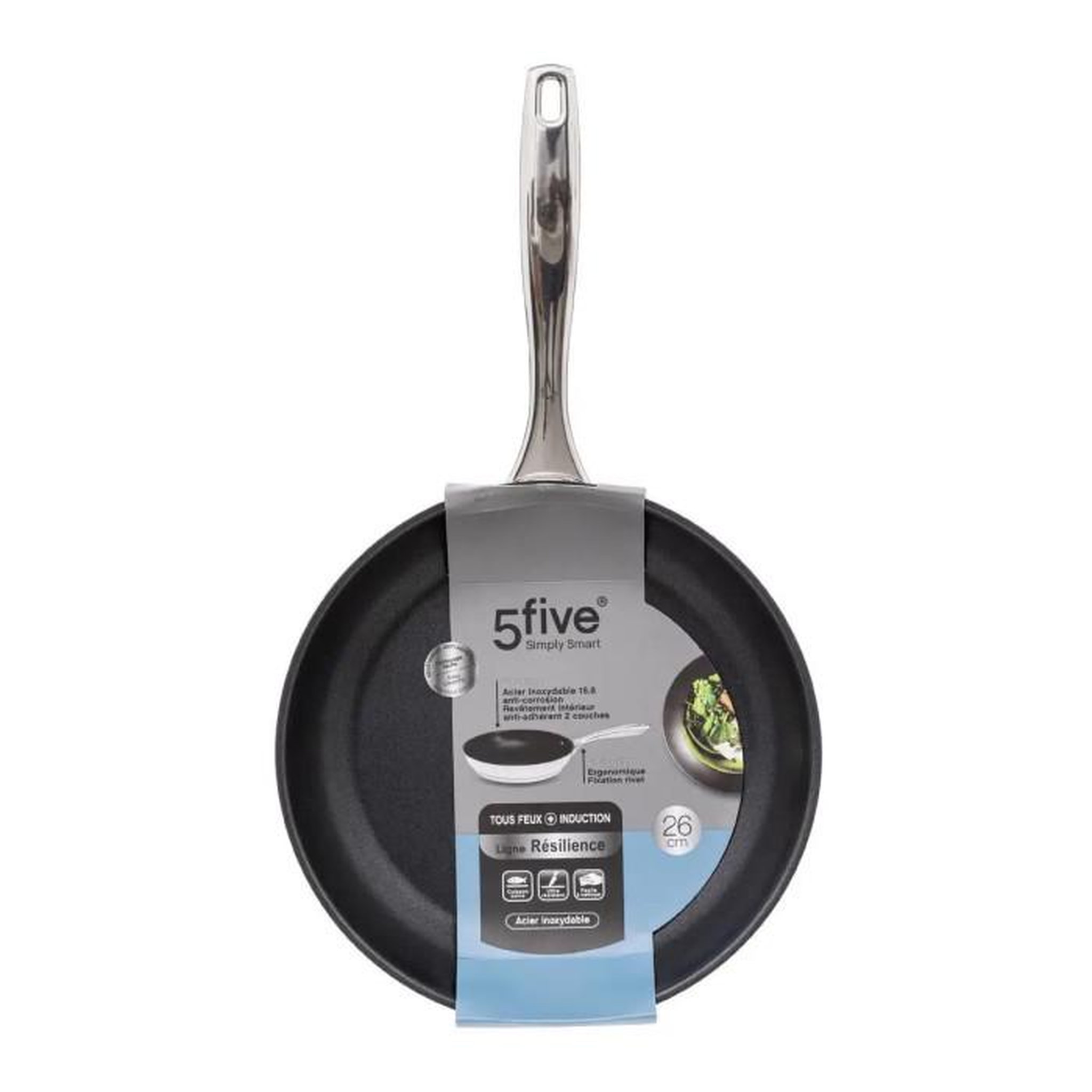 Voir la diapositive 4 : FIVE Poêle en Inox  Résilience  26cm Gris