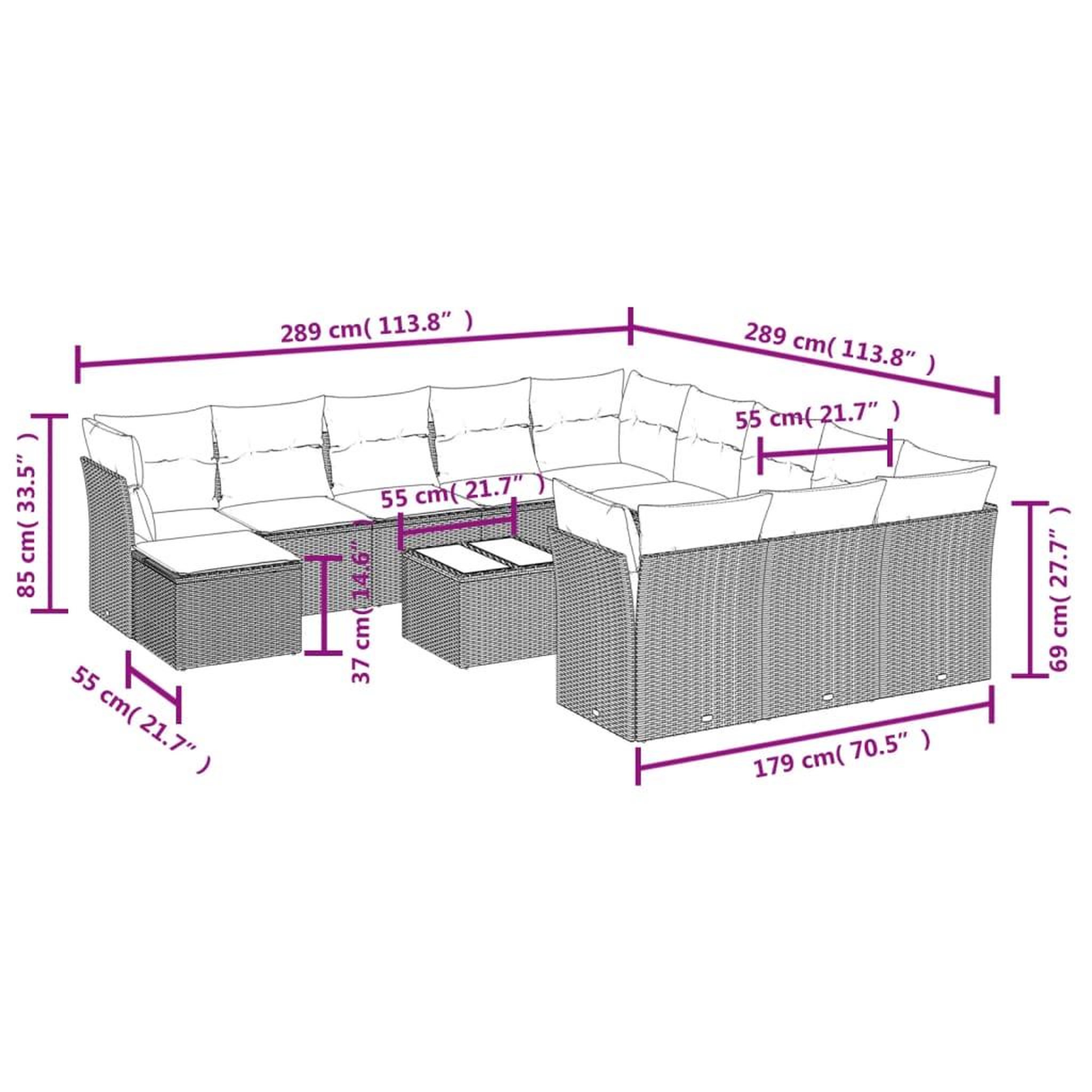 Voir la diapositive 3 : VIDAXL Salon de jardin avec coussins 13 pcs beige resine tressee