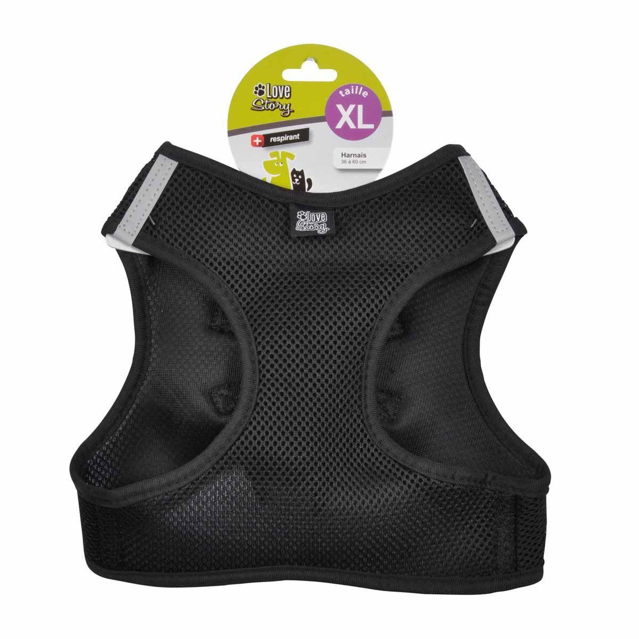 Voir la diapositive 2 : LOVE STORY Harnais pour chien  mesh  60cm noir
