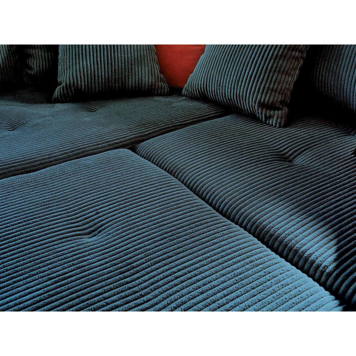 LISA DESIGN Rune - canapé panoramique d'angle gauche - 7 places - en velours côtelé