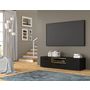 Voir la diapositive 3 : BEST MOBILIER Leolio - meuble tv - noir et effet bois - 151 cm