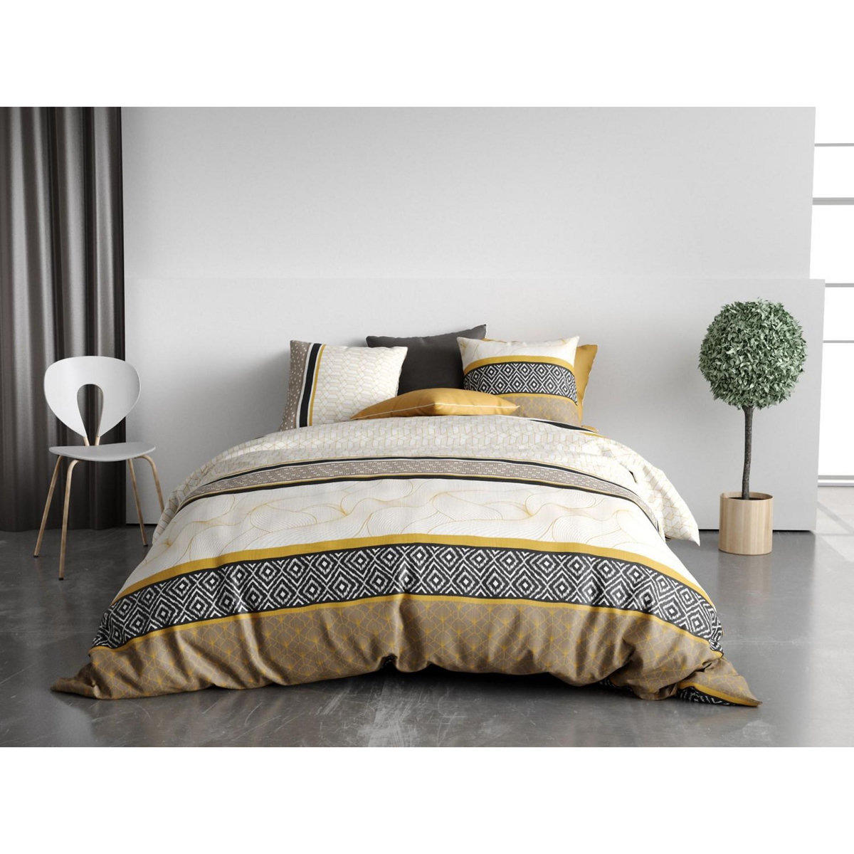 ATELIER DU COTON Parure housse de couette 100% coton 57fils carioca