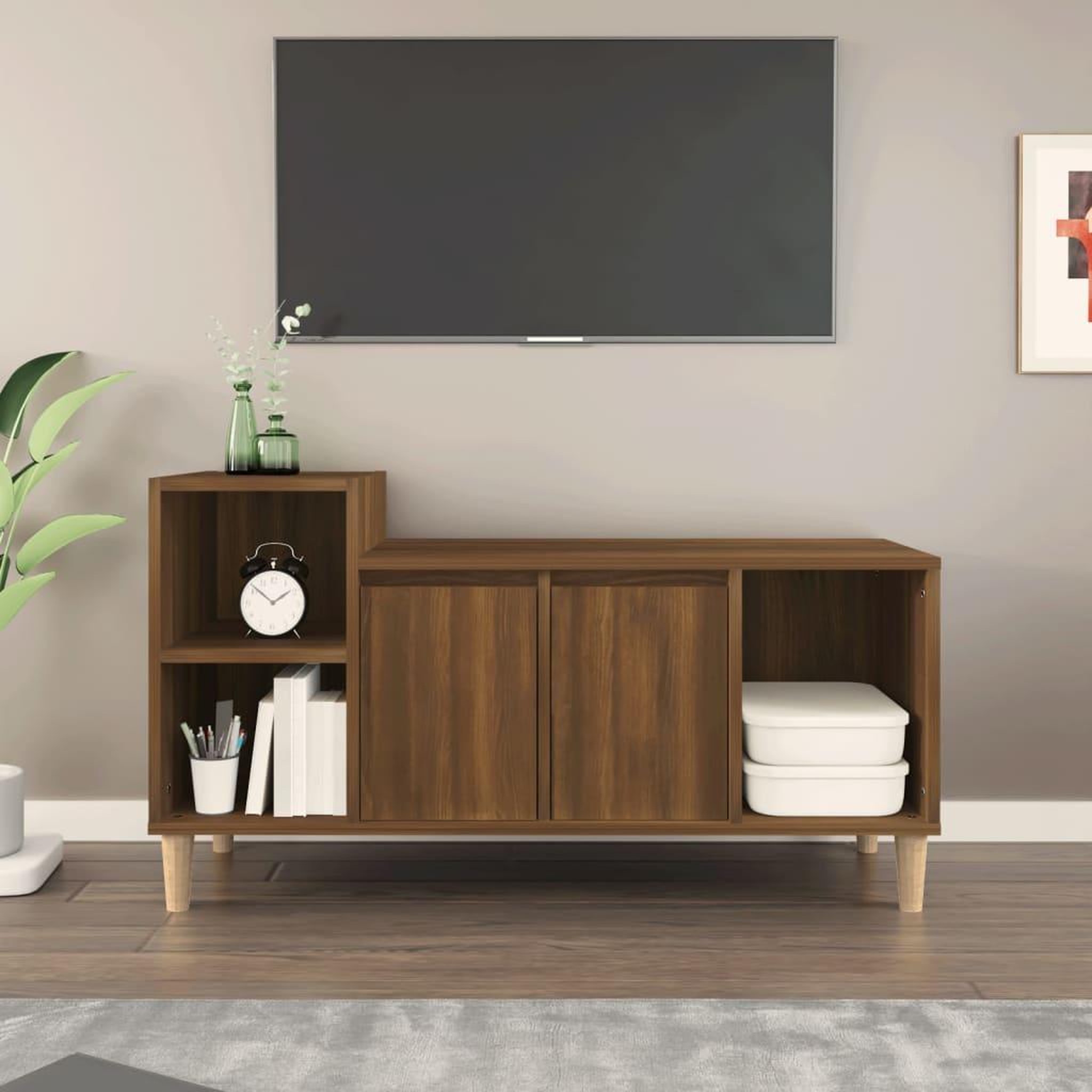 Voir la diapositive 1 : VIDAXL Meuble TV Chene marron 100x35x55 cm Bois d'ingenierie