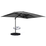 ID MARKET Parasol déporté inclinable rotatif 360 CALVI gris 3x3 M avec 4 dalles et housse