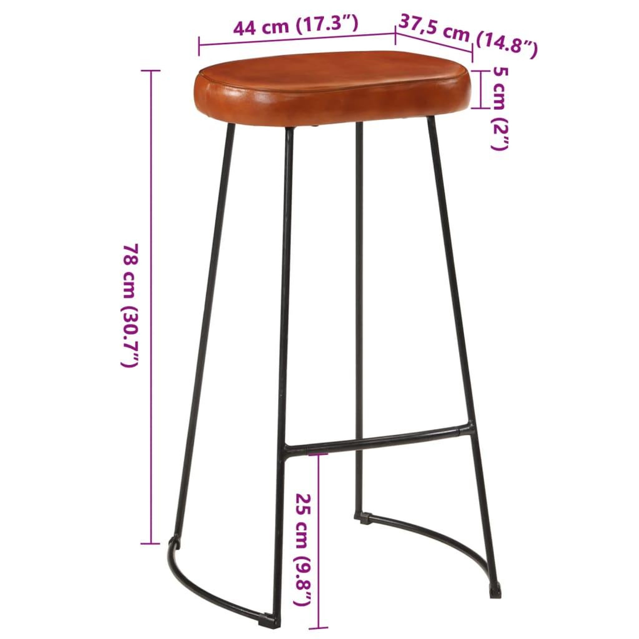 Voir la diapositive 6 : VIDAXL Tabourets de bar Gavin lot de 2 44x37,5x78 cm