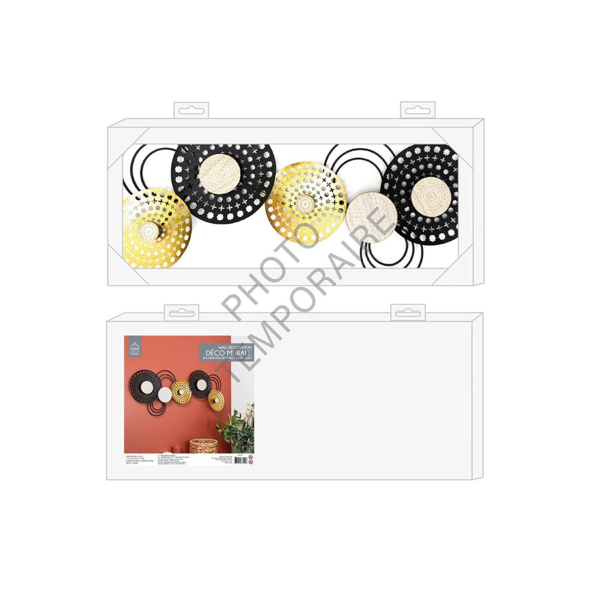 Voir la diapositive 4 : The Home Deco Factory Décoration murale en métal  mirage  63cm noir & doré
