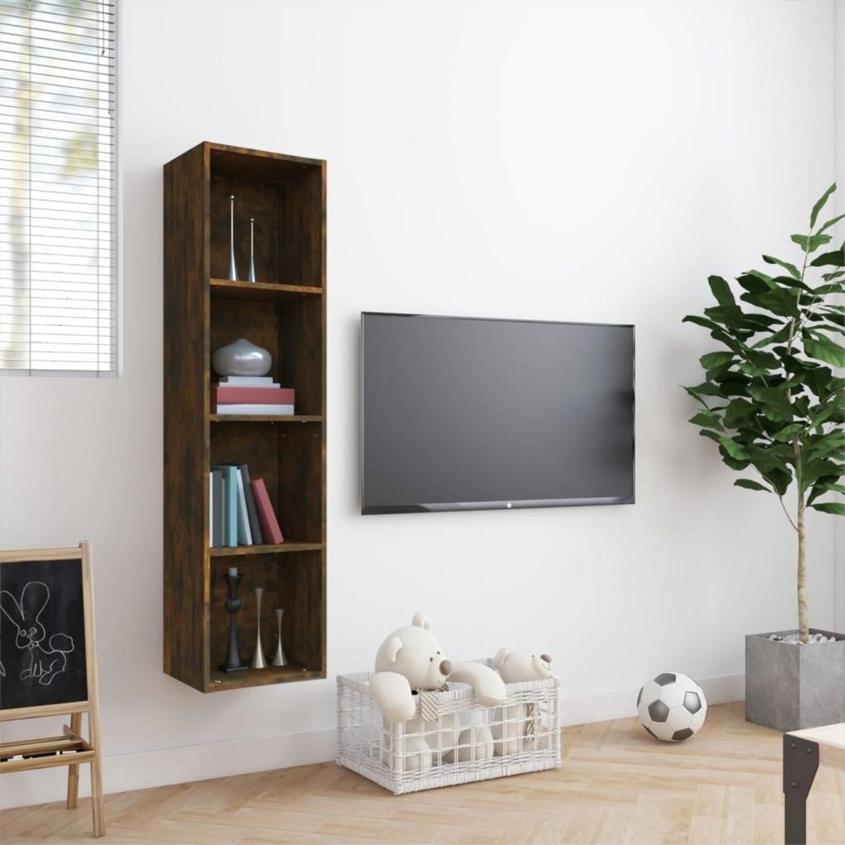 VIDAXL Bibliotheque/Meuble TV Chene fume 143x30x36cm Bois d'ingenierie