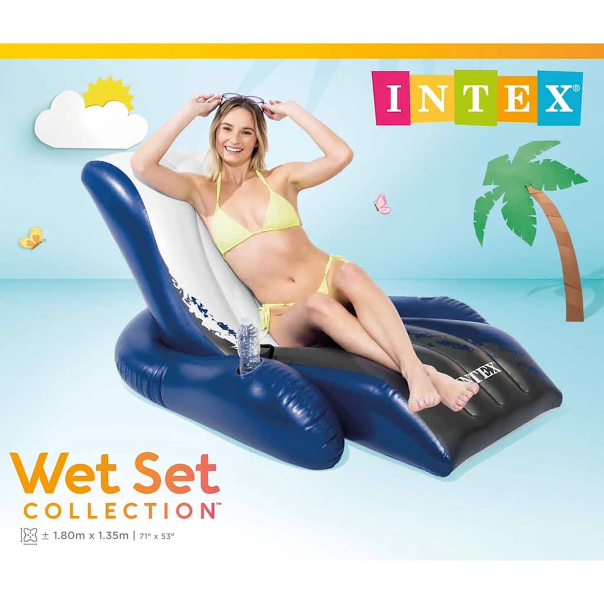 Voir la diapositive 3 : INTEX Chaise Longue Gonflable  Deluxe  Bleu