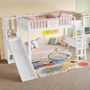 Voir la diapositive 5 : MERAX Lit combiné enfant 90x200cm pin coloris blanc et rose