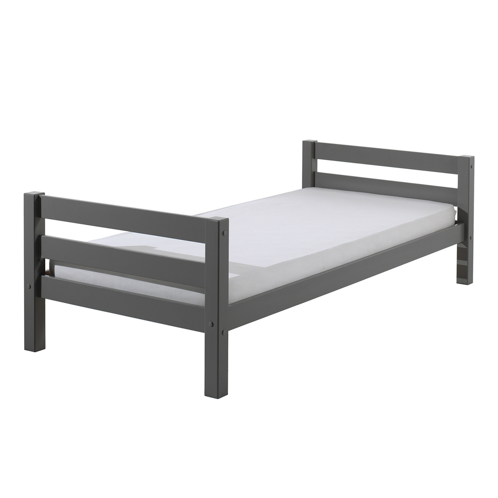 Voir la diapositive 2 : Vipack Lit 90x200 Sommier Inclus Pino - Gris