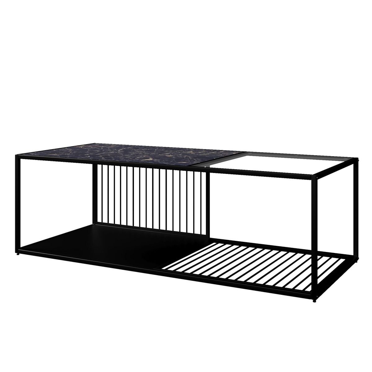 MERAX Table Basse 110 × 48 × 35 Cm Avec Plateau En Verre