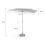 Voir la diapositive 6 : SWEEEK Parasol de balcon Ø250cm  – CALVI – Demi-parasol droit, mât central en aluminium avec manivelle d'ouverture