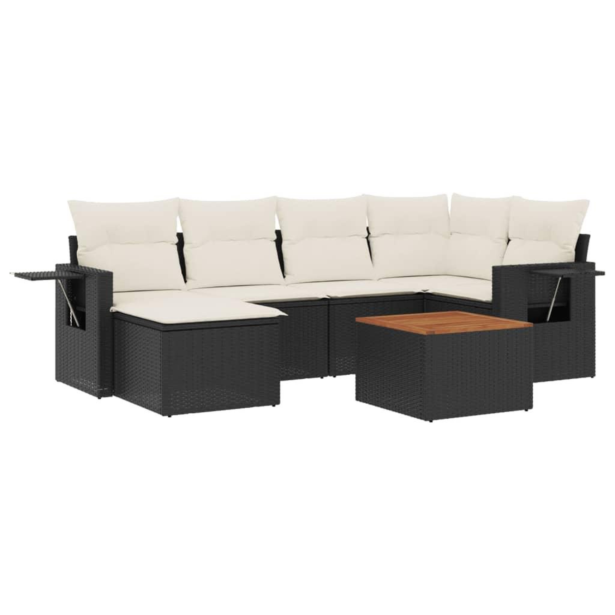 Voir la diapositive 2 : VIDAXL Salon de jardin 7 pcs avec coussins noir resine tressee