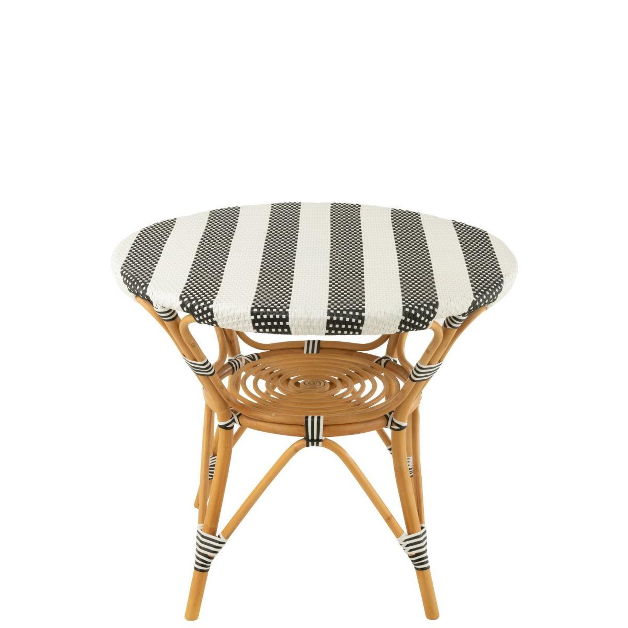 Voir la diapositive 2 : J-LINE Table à manger en rotin  danial  90cm noir
