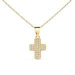 L'ATELIER D'AZUR Collier - Médaille Croix Or 18 Carats 750/000 Jaune et Zirconiums - Chaine Dorée