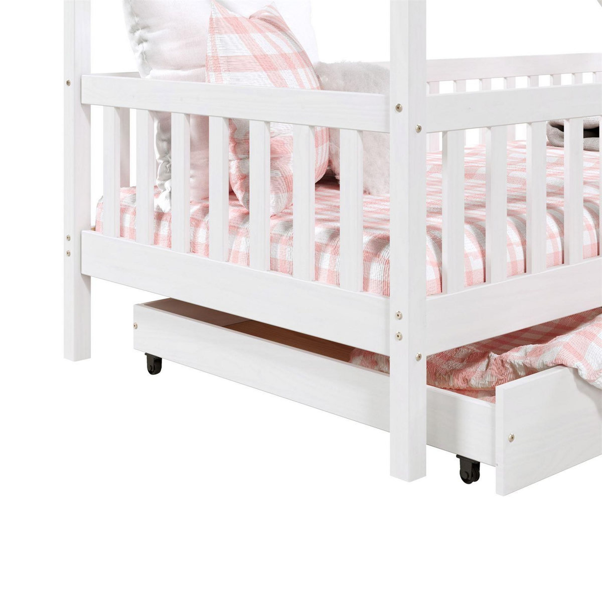 IDIMEX Lit cabane  asymétrique ALVA avec tiroirs, 90 x 200 cm en pin massif