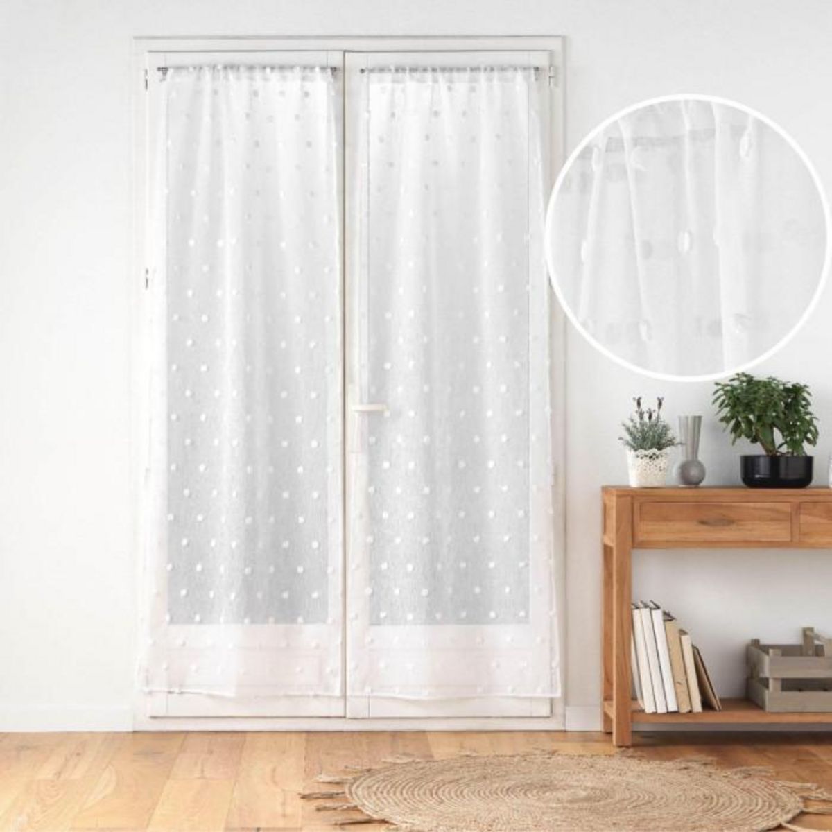 Paris Prix Paire de Voilages Passe-Tringle  Pompinou  70x200cm Blanc