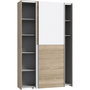 Voir la diapositive 5 : MARKET24 Armoire 2 portes coulissantes multifonction - Blanc et chene clair - L 120 x P 41,6 x H 190,5 cm - OZZULA