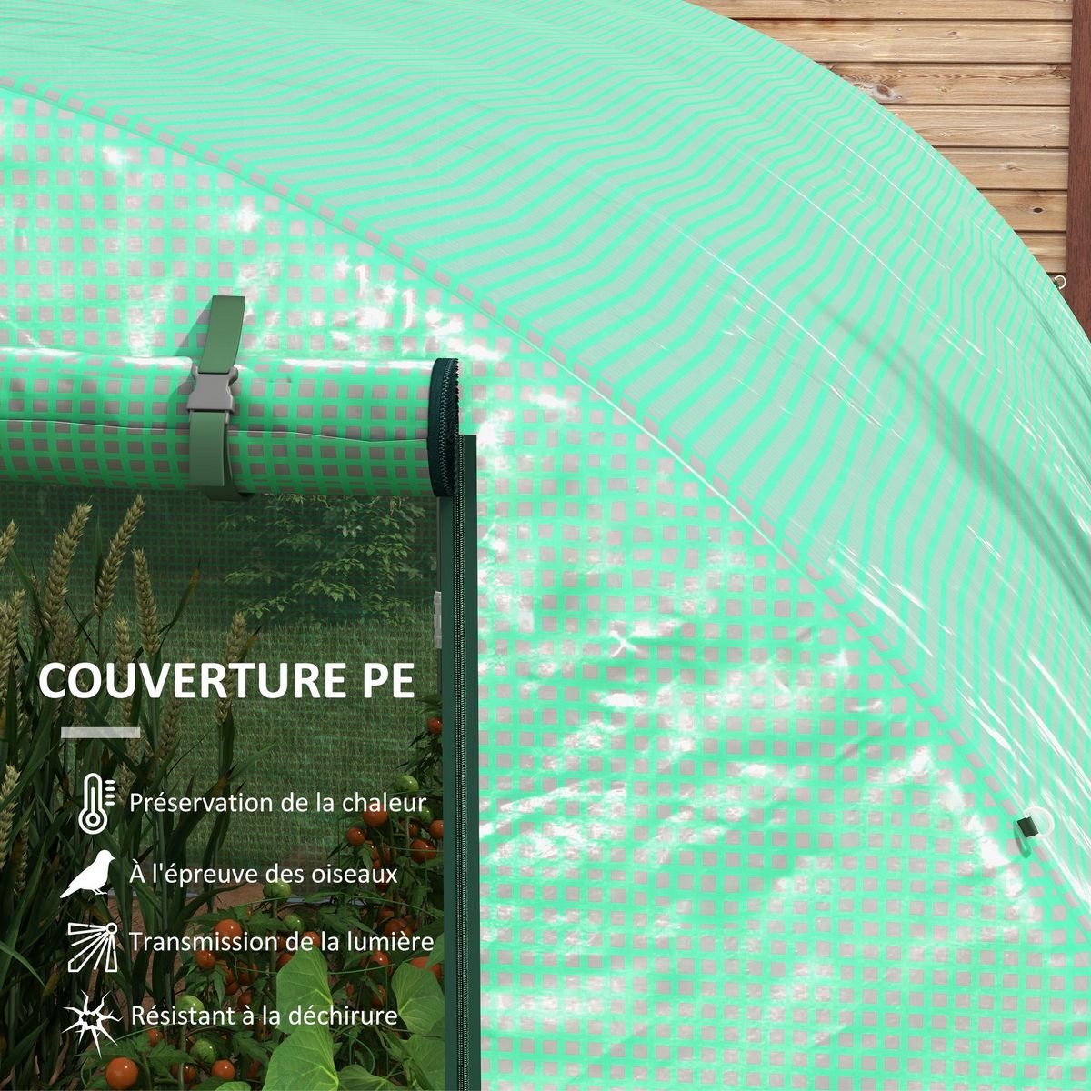 OUTSUNNY Serre de jardin tunnel 12 m² système d'arrosage intégré acier renforcé PE haute densité vert