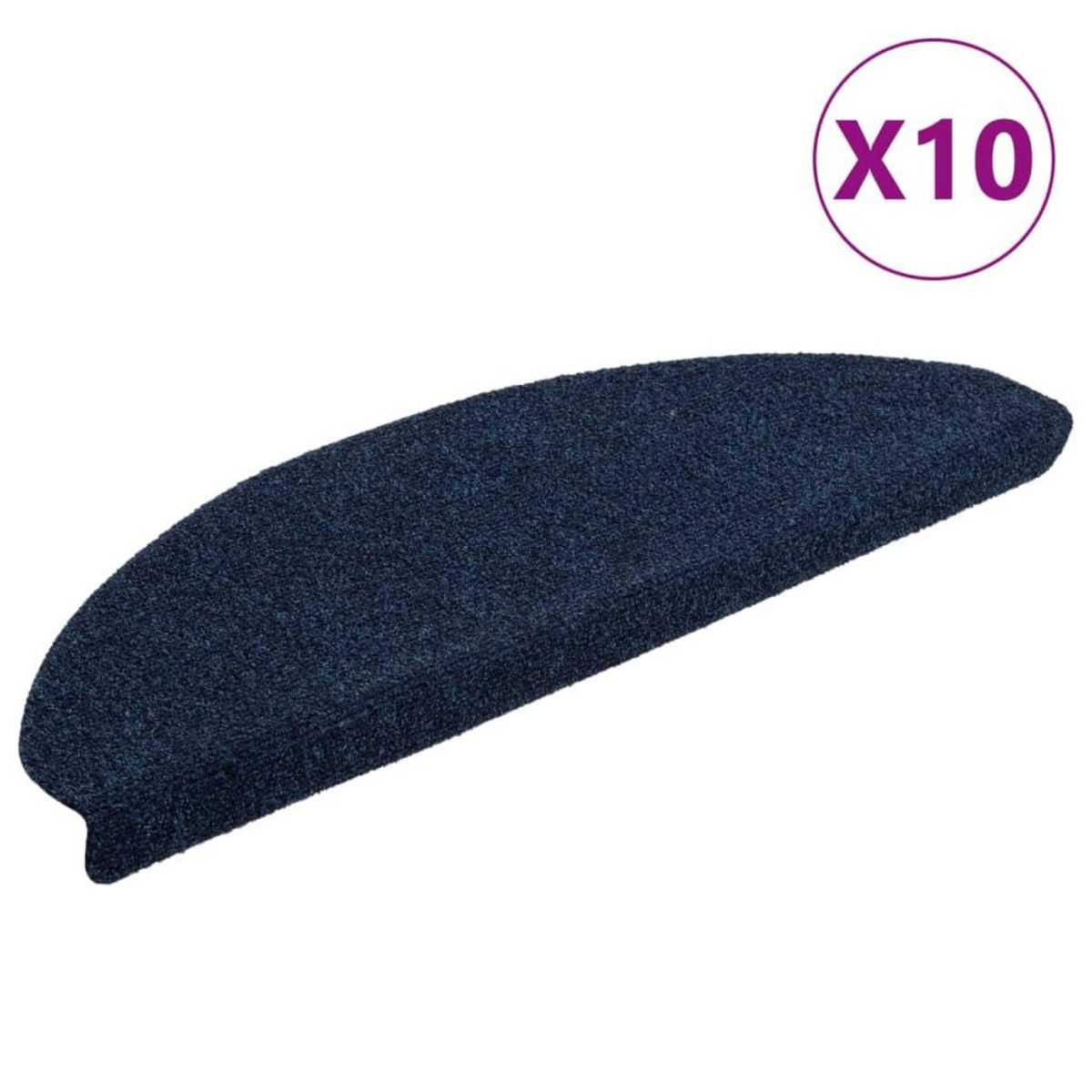 VIDAXL Tapis autoadhesifs de marches 10 pcs Bleu 65x21x4 cm Aiguillete