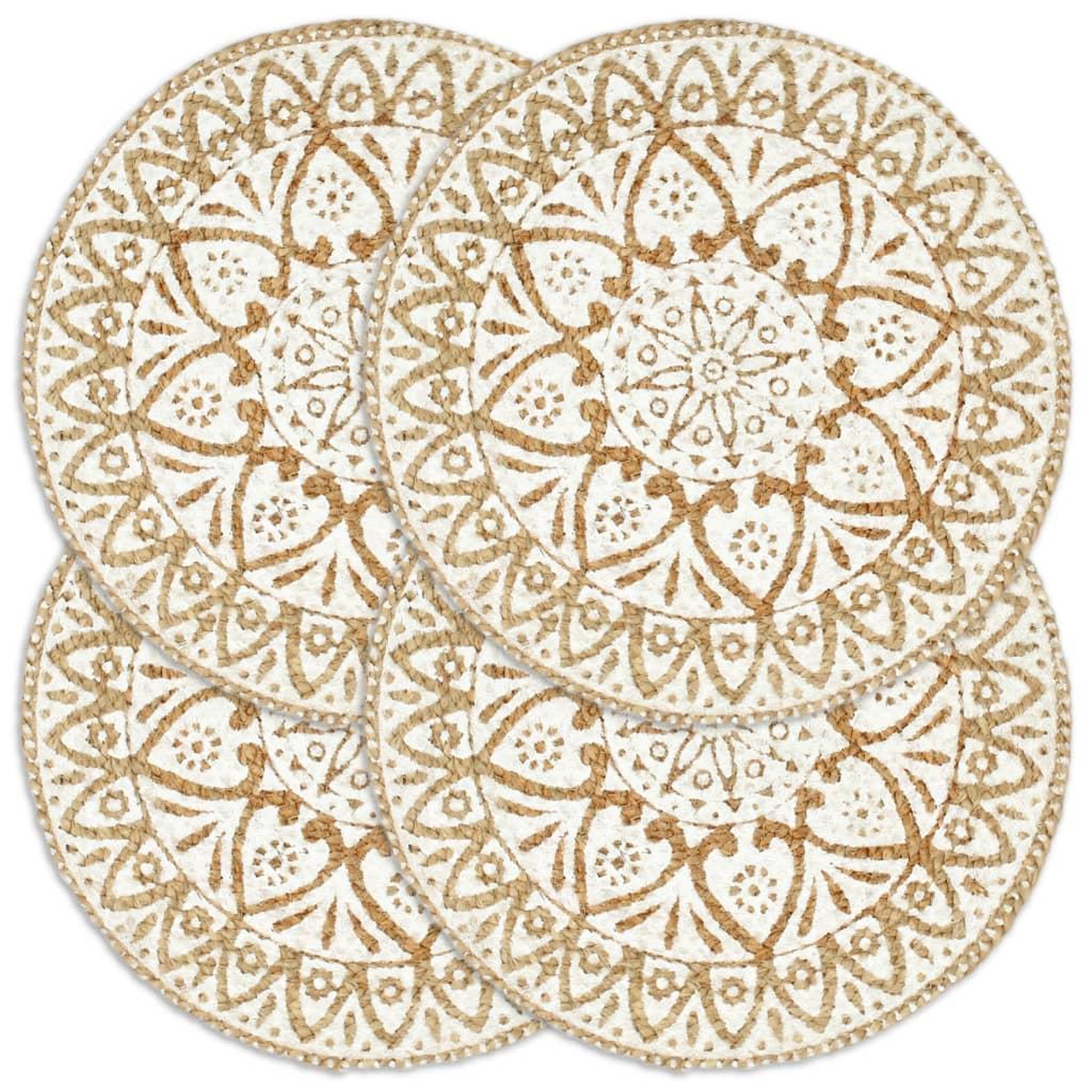 Voir la diapositive 1 : VIDAXL Napperons 4 pcs Blanc 38 cm Rond Jute