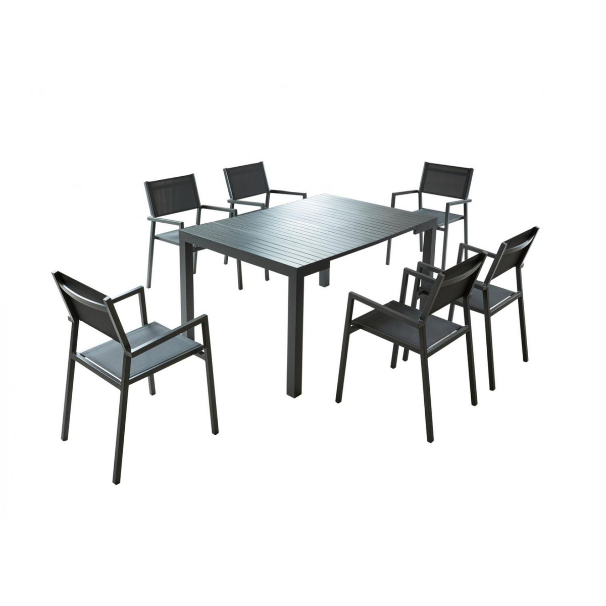 CONCEPT USINE Console extensible et 6 chaises en aluminium OLHAO