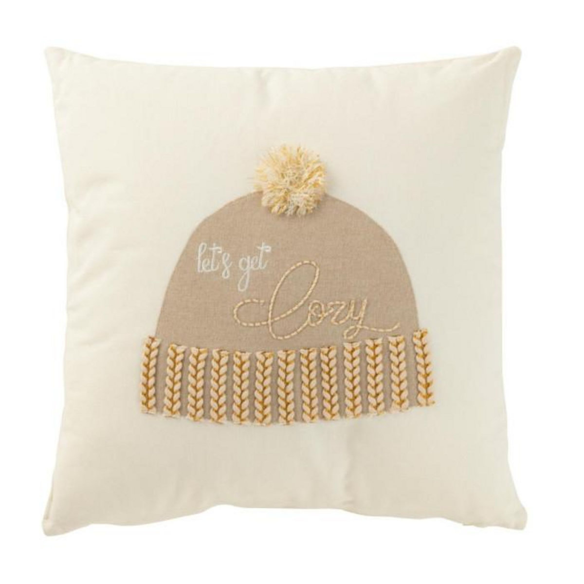 Paris Prix Coussin Déco Bonnet  Let's Get Cosy  45x45cm Blanc
