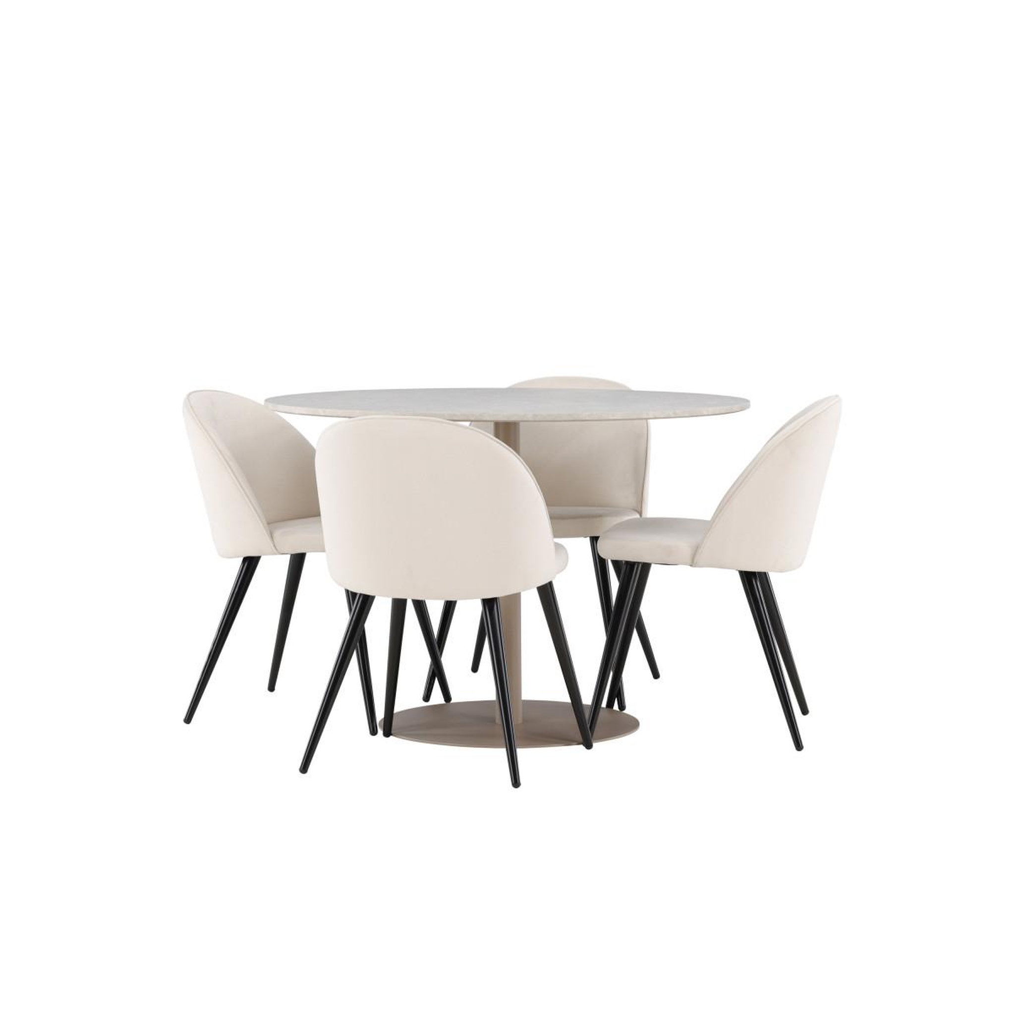 Voir la diapositive 3 : Paris Prix Ensemble table à manger & 4 chaises  lycke & velvet  110cm beige