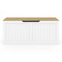Voir la diapositive 3 : ID MARKET Banc coffre rangement 100 cm LEON bois et blanc