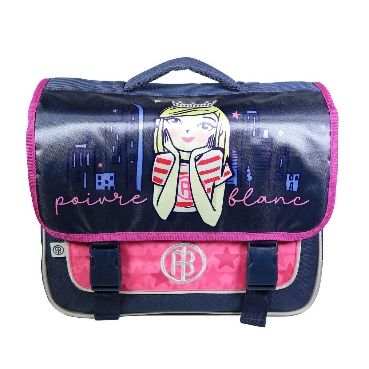 Bagtrotter BAGTROTTER Cartable 38 cm Poivre Blanc Bleu Princesse New York