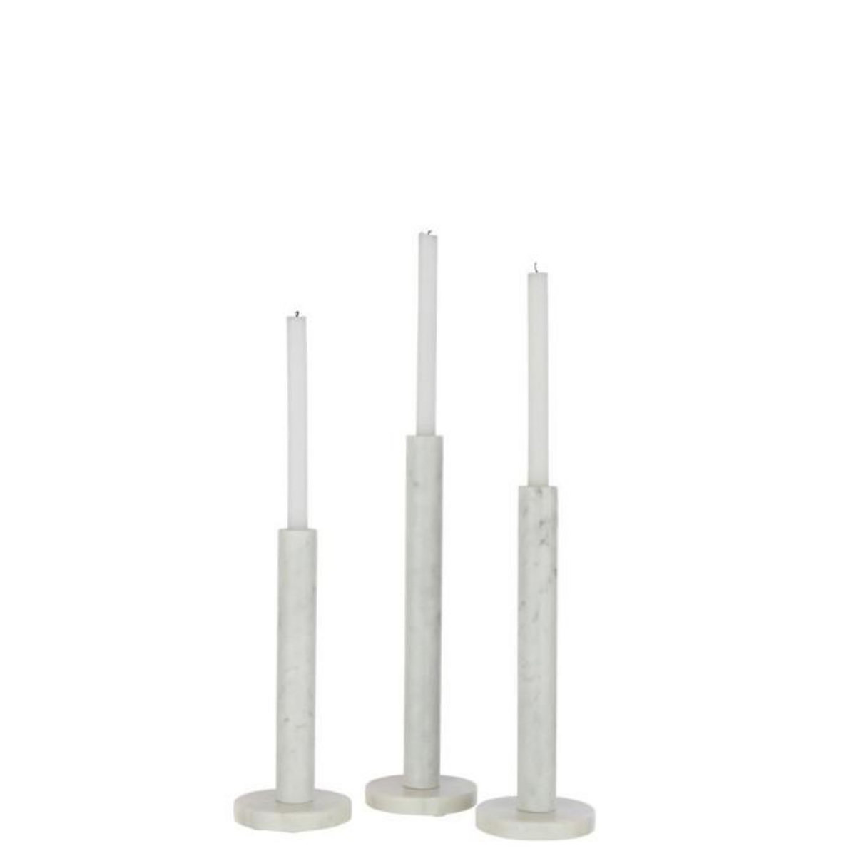 Paris Prix Lot de 3 Bougeoirs en Marbre  Bali  40cm Blanc